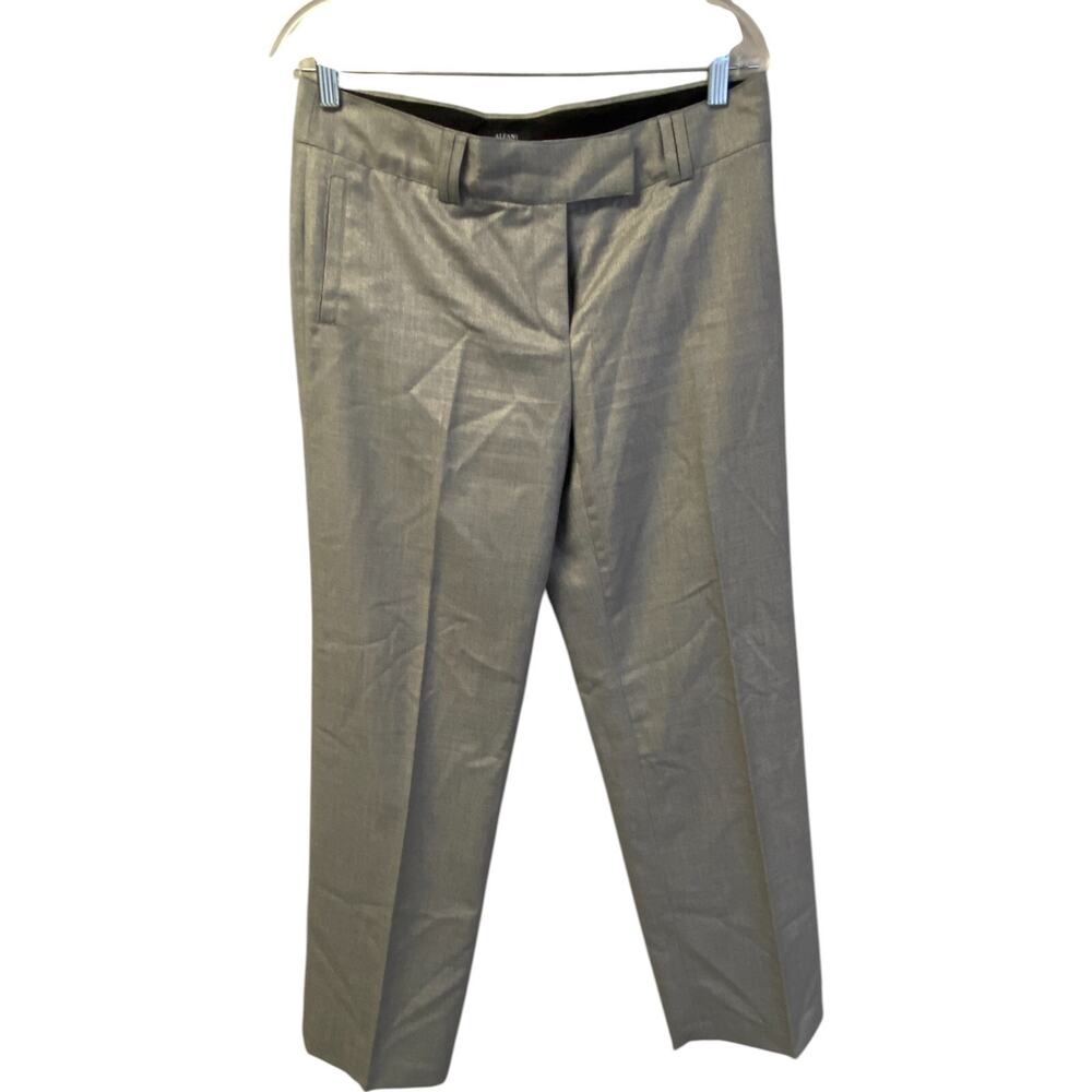 Alfani Dress Pants Womens Size 8 Gray Flat Front Mid Rise Straight Leg